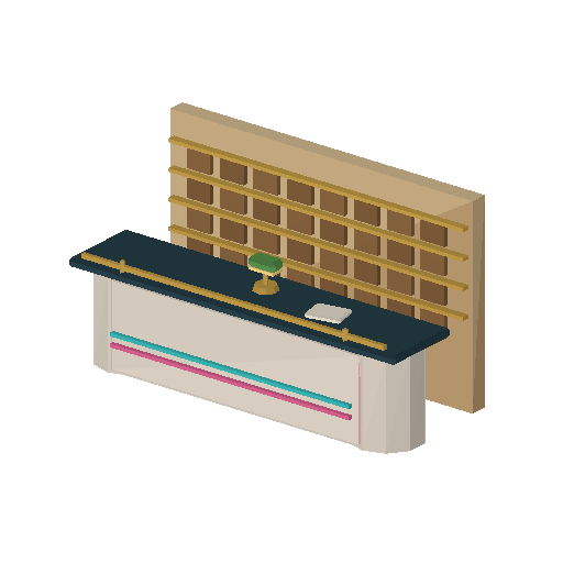 Low-poly Interiors 3D model: Lobby Reception Desk