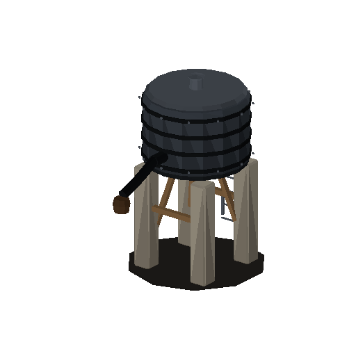 Low-poly Station & Rail Structures 3D model: Loco Water Tower
