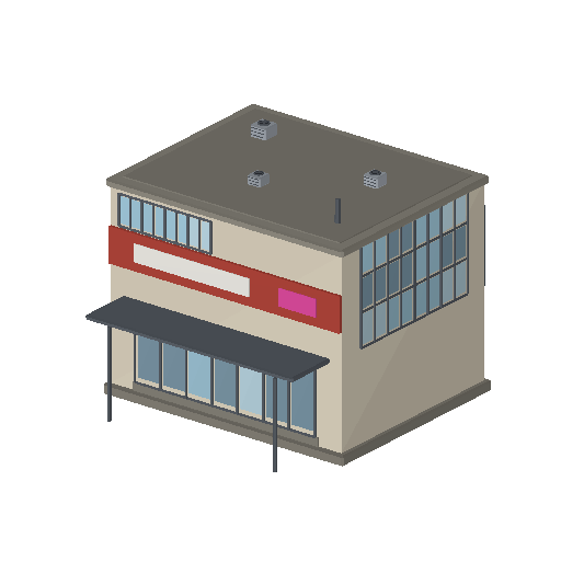 Low-poly Mid-Rise & Podium 3D model: Mall Block 01