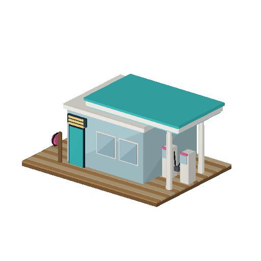 Low-poly Community 3D model: Marina Fuel Dock Office