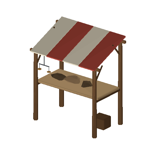 Low-poly Props 3D model: Market Stall
