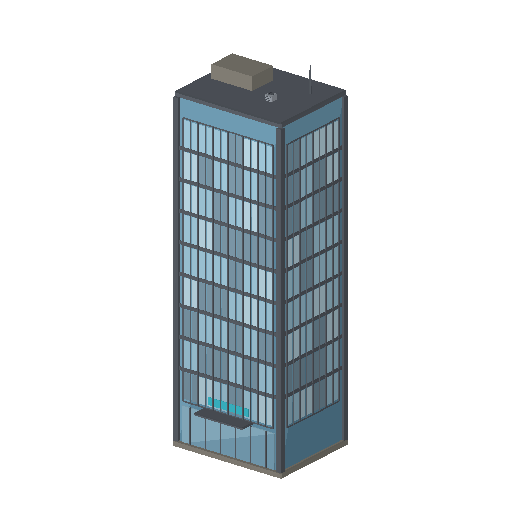 Low-poly Mid-Rise & Podium 3D model: Midrise Office 01