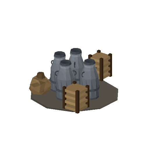 Low-poly Trackside Gear 3D model: Milk Churns Crates