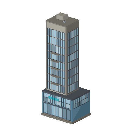 Low-poly High-Rise & Supertall 3D model: Mixed-Use Tower 01