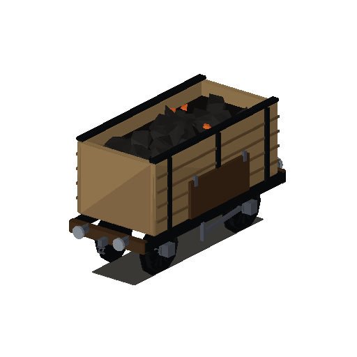 Low-poly Rolling Stock 3D model: Open Coal Wagon