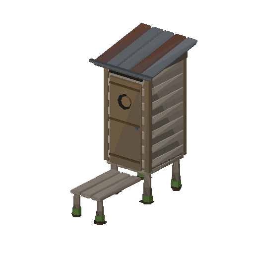 Low-poly Dwellings 3D model: Outhouse Privy