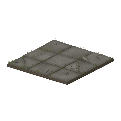 Low-poly Terrain 3D model: Overgrown Pavement