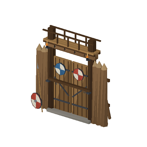 Low-poly Village Structures 3D model: Palisade Gate