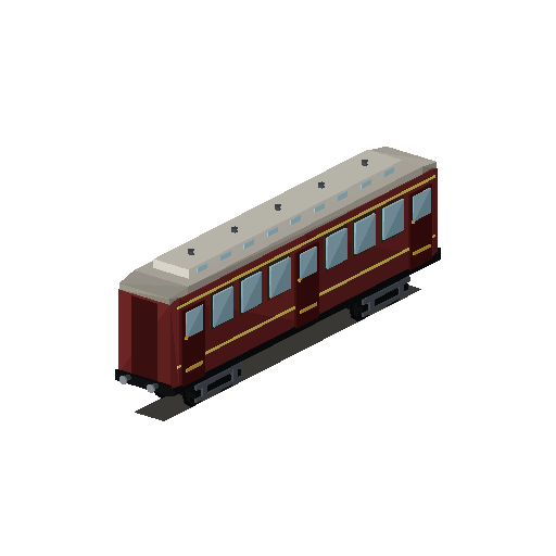 Low-poly Rolling Stock 3D model: Passenger Coach
