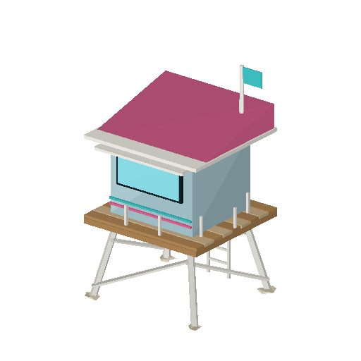 Low-poly Theme-Special 3D model: Pastel Lifeguard Tower
