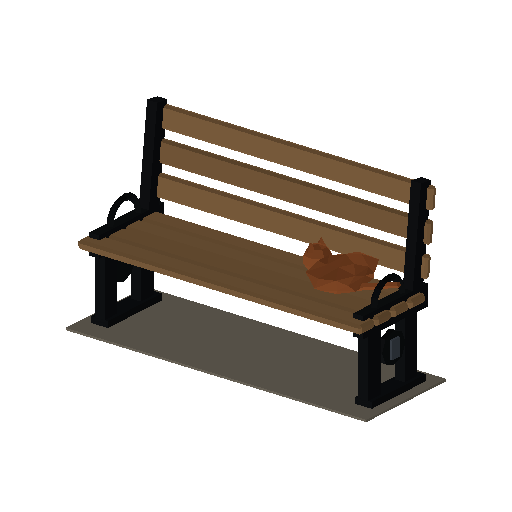 Low-poly Trackside Gear 3D model: Platform Bench