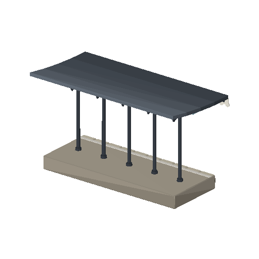 Low-poly Station & Rail Structures 3D model: Platform Canopy