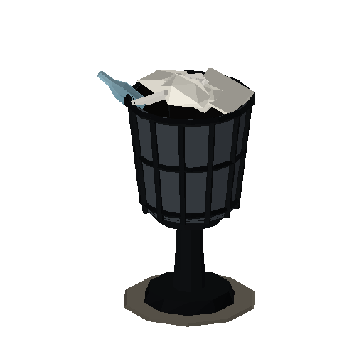 Low-poly Trackside Gear 3D model: Platform Litter Bin