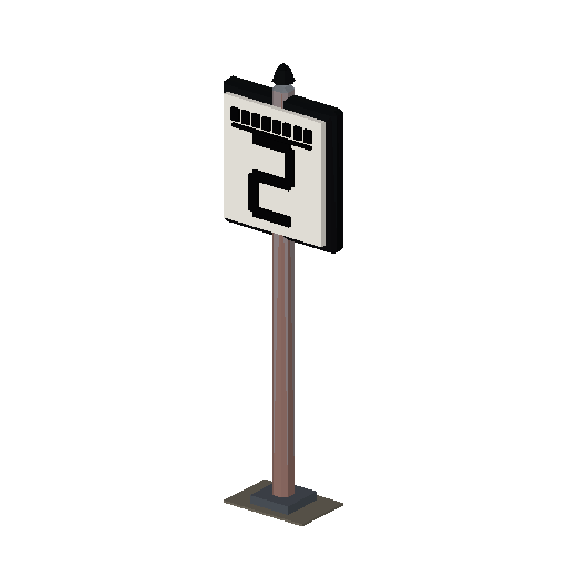 Low-poly Signage 3D model: Platform Number Sign