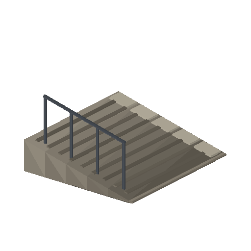 Low-poly Station & Rail Structures 3D model: Platform Ramp End