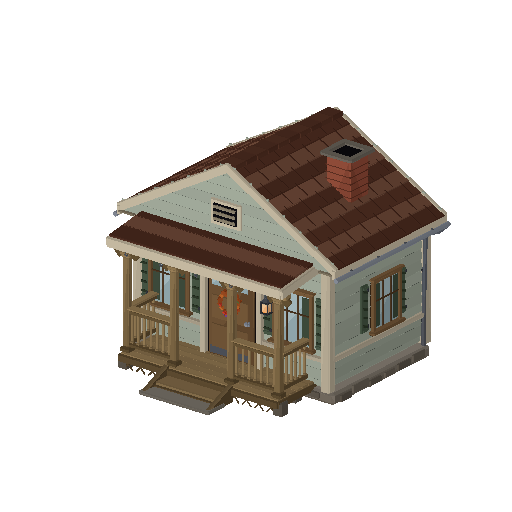 Low-poly Trick-or-Treat Houses 3D model: Porch House Front 01