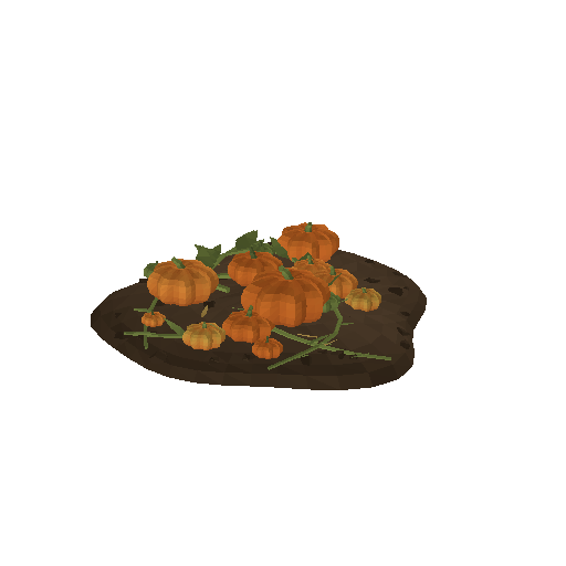 Low-poly Nature 3D model: Pumpkin Patch Bed 01