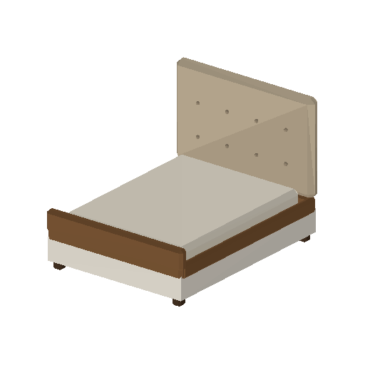 Low-poly Interiors 3D model: Queen Bed