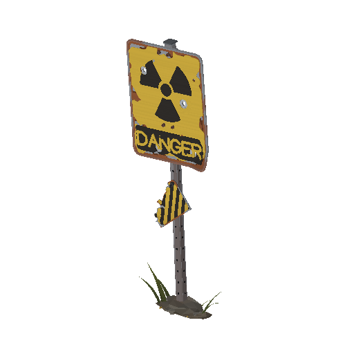 Low-poly Signage 3D model: Radiation Sign