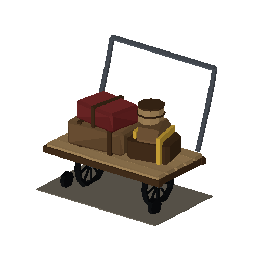 Low-poly Trackside Gear 3D model: Railway Luggage Trolley