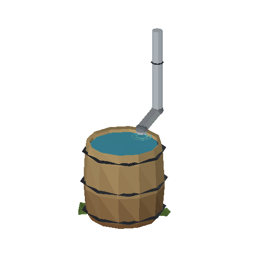 Low-poly Water 3D model: Rain Barrel
