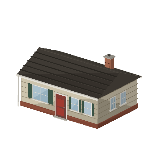 Low-poly Houses 3D model: Ranch House