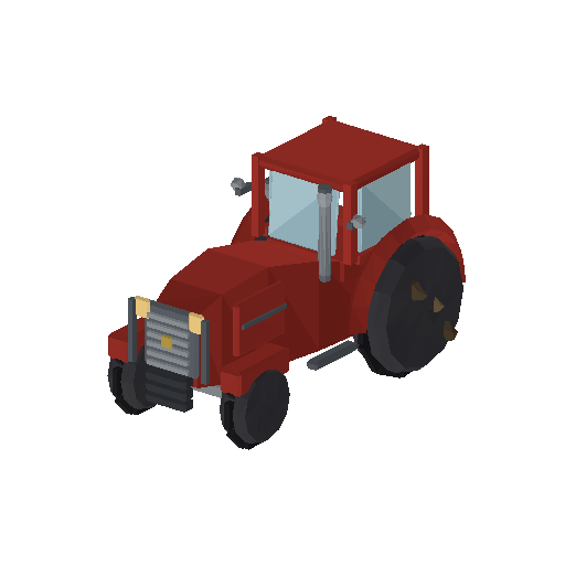 Low-poly Vehicles 3D model: Red Tractor