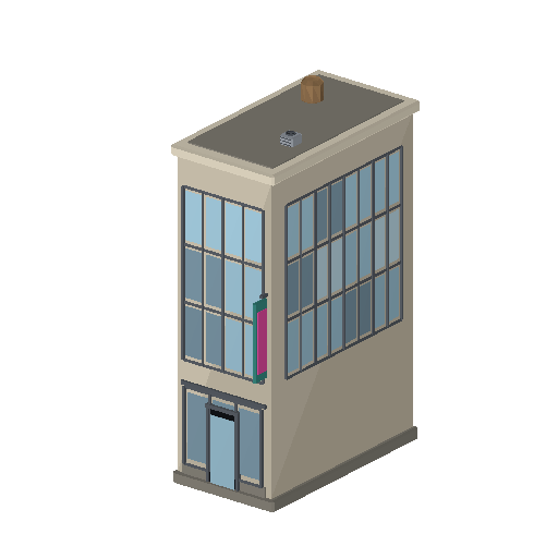 Low-poly Mid-Rise & Podium 3D model: Retail Infill 01