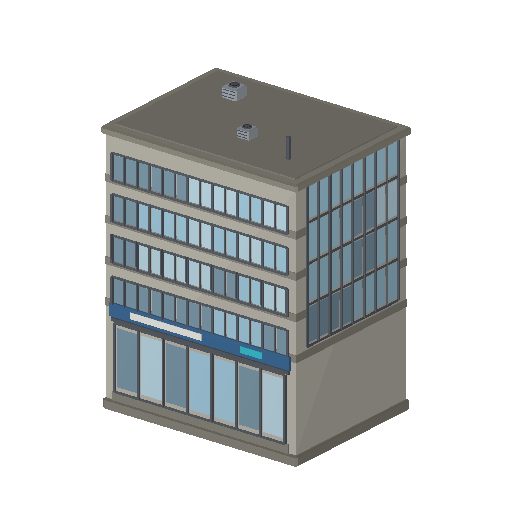 Low-poly Mid-Rise & Podium 3D model: Retail Podium 01
