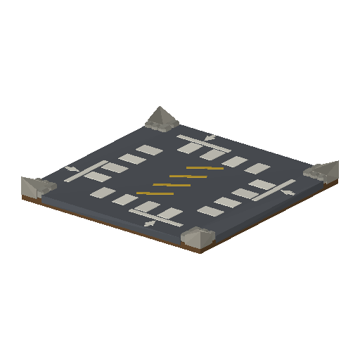Low-poly Roads & Avenues 3D model: Avenue 4-Way Intersection 01