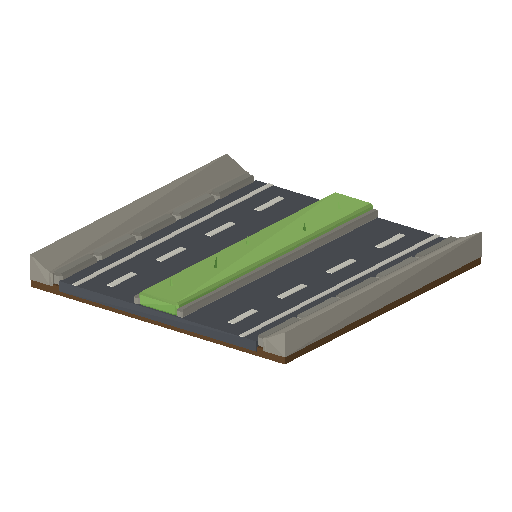 Low-poly Roads & Avenues 3D model: Road Avenue Straight 01