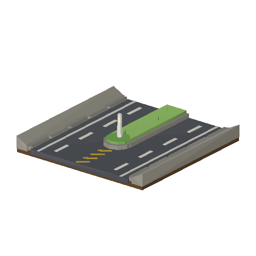 Low-poly Roads & Avenues 3D model: Road Avenue Straight Median End 01