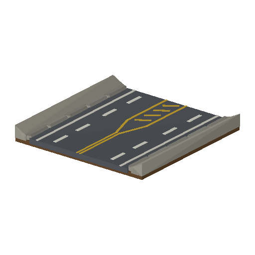 Low-poly Roads & Avenues 3D model: Road Avenue Straight Transition 01