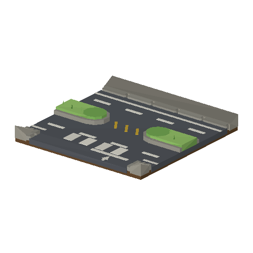 Low-poly Roads & Avenues 3D model: Avenue T-Junction 01