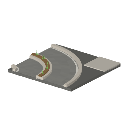 Low-poly Roads 3D model: Road Boulevard Corner