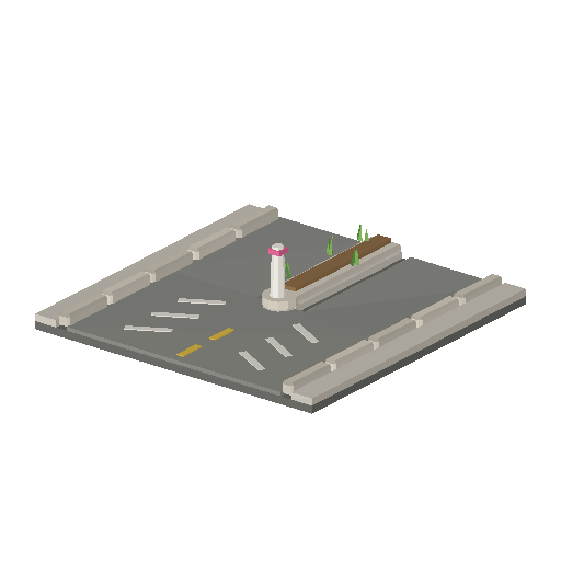 Low-poly Roads 3D model: Road Boulevard Median End