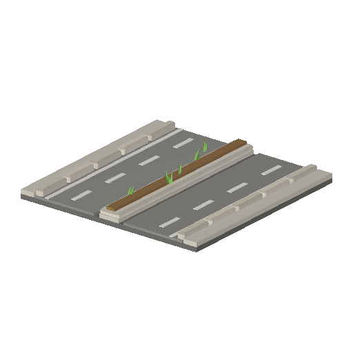 Low-poly Roads 3D model: Road Boulevard Straight