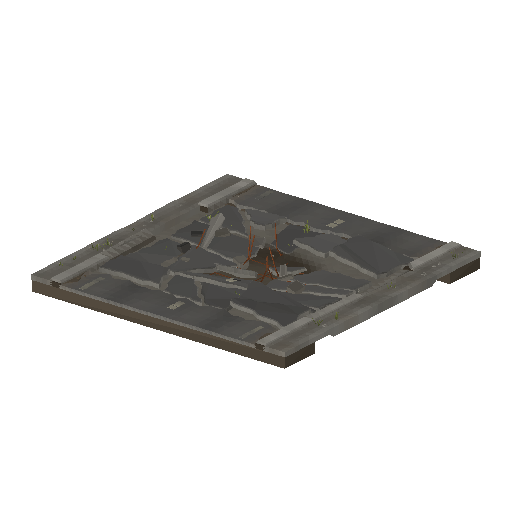 Low-poly Roads 3D model: Road Broken Straight