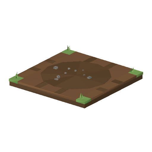 Low-poly Roads 3D model: Road Dirt 4way