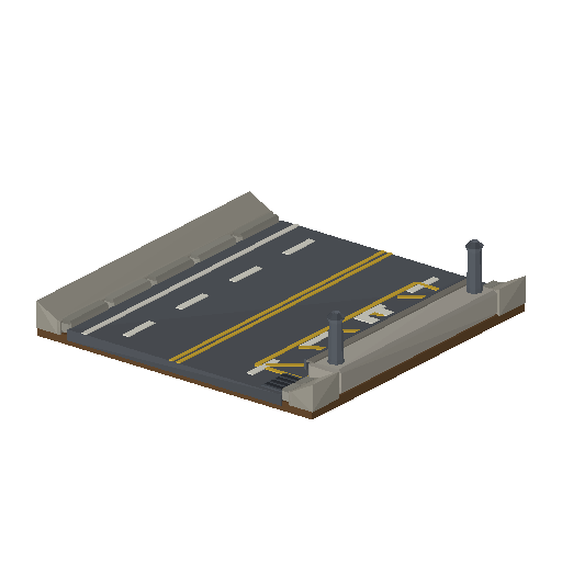 Low-poly Roads & Avenues 3D model: Road Loading Zone Straight 01