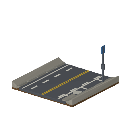 Low-poly Roads & Avenues 3D model: Road Parking Bay Straight 01