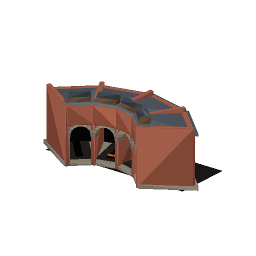 Low-poly Station & Rail Structures 3D model: Roundhouse
