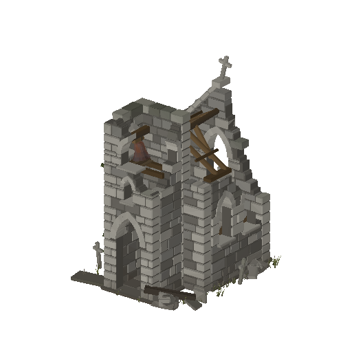 Low-poly Lot Structures 3D model: Ruined Church