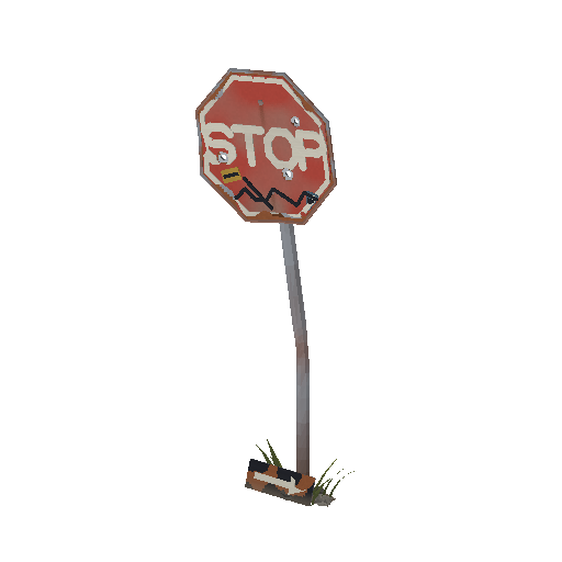 Low-poly Signage 3D model: Rusted Road Sign