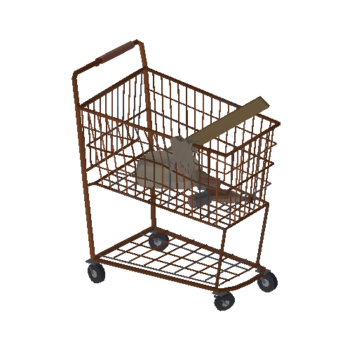 Low-poly Props 3D model: Rusted Shopping Cart