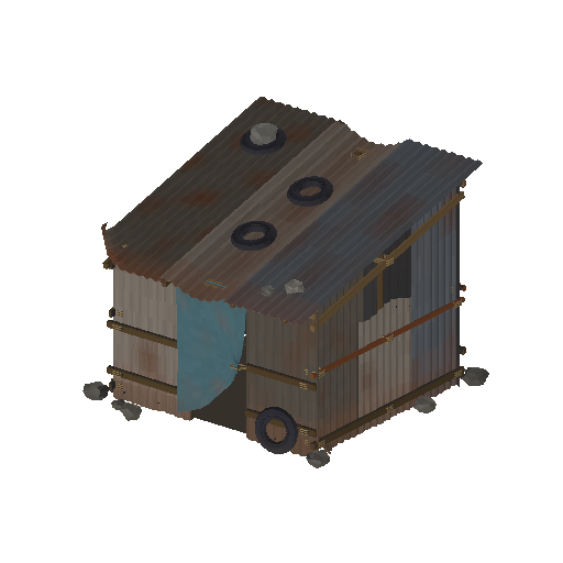 Low-poly Lot Structures 3D model: Scrap Metal Shelter