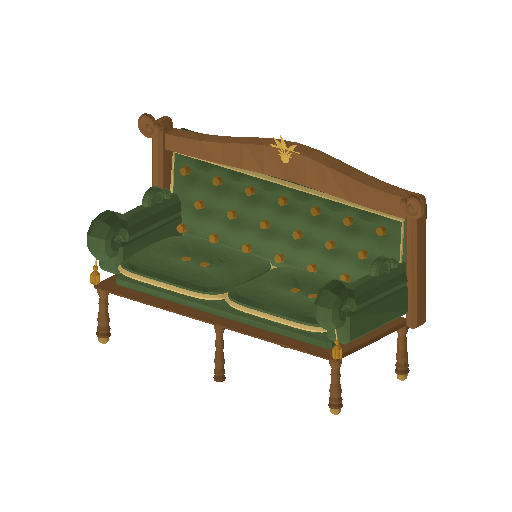 Low-poly Interiors 3D model: Settee Scroll