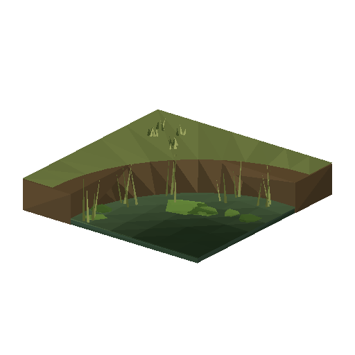 Low-poly Water 3D model: Shore Corner In Bayou Tile