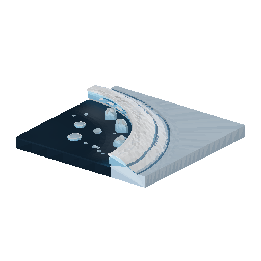 Low-poly Water 3D model: Shore Corner In Ice Tile