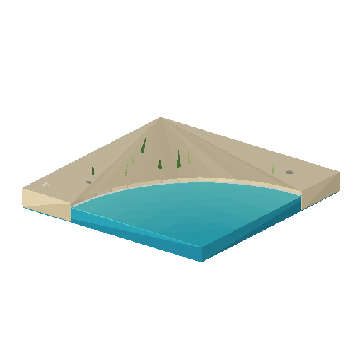 Low-poly Water 3D model: Shore Corner In